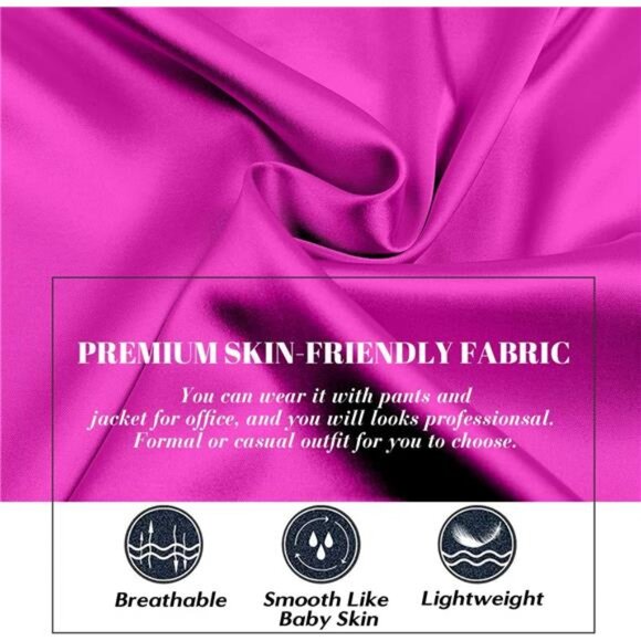 Satin Button Down Shirts for Women Dark Pink - Picture 5 of 5